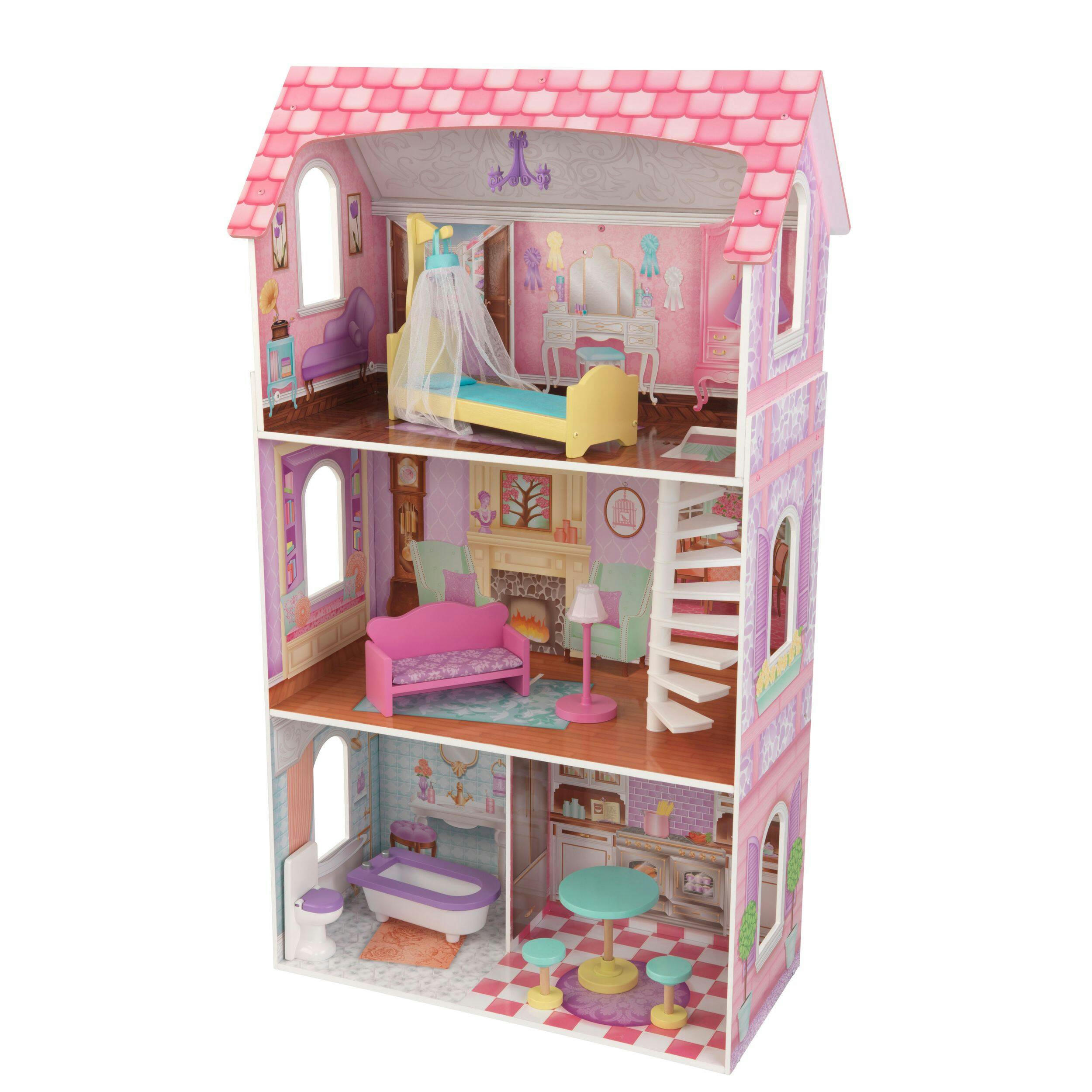 Kidkraft Penelope Wooden Doll House, 3-ft, Ages 3+