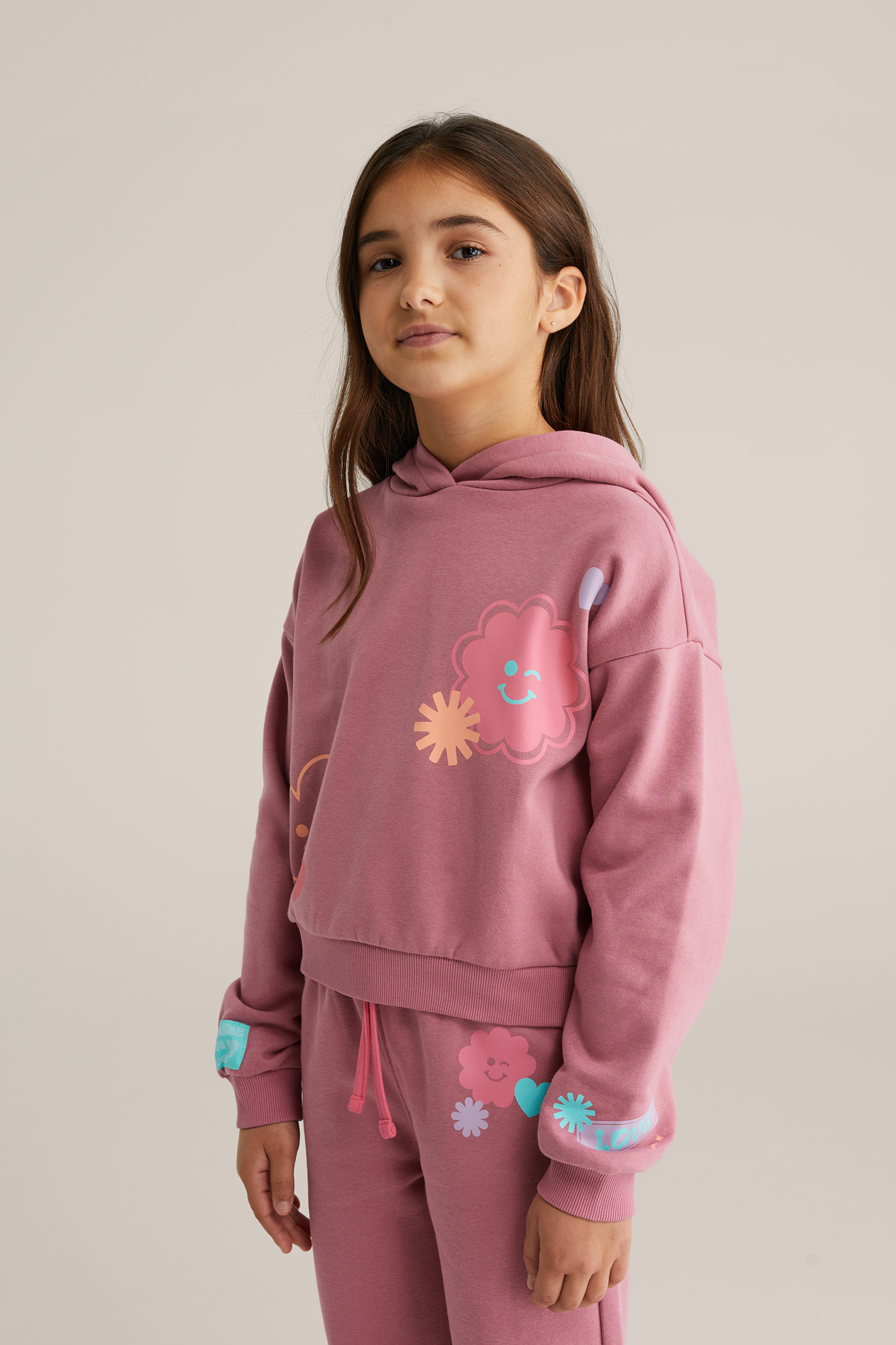 Meisjes oversized hoodie met print