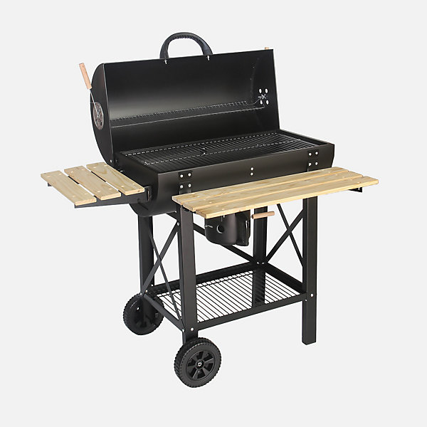 Barbecue américain charbon de bois - Serge noir - Smoker américain avec aérateurs. récupérateur de cendres. fumoir