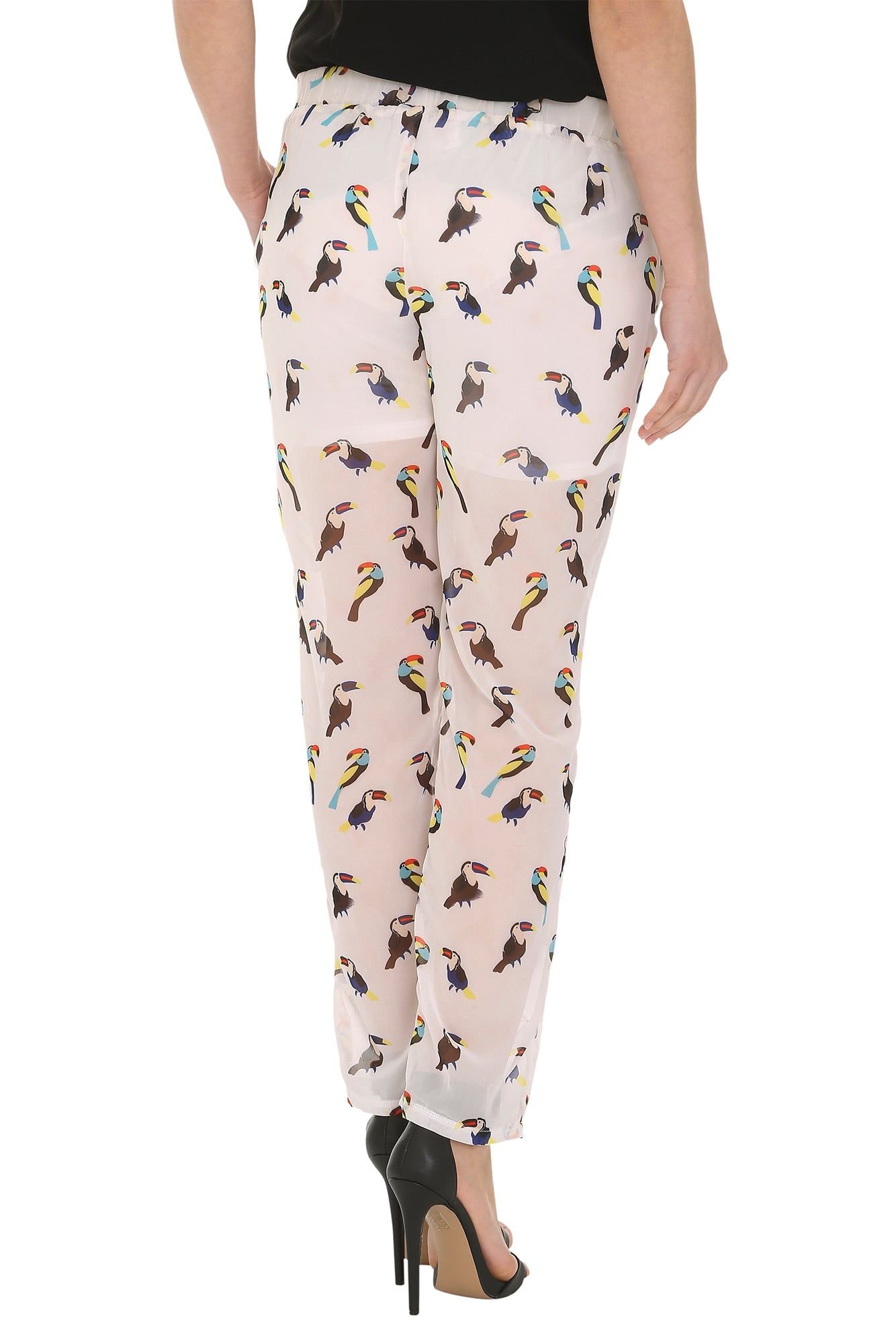Cutie London Tropical Bird Print Beach Trousers