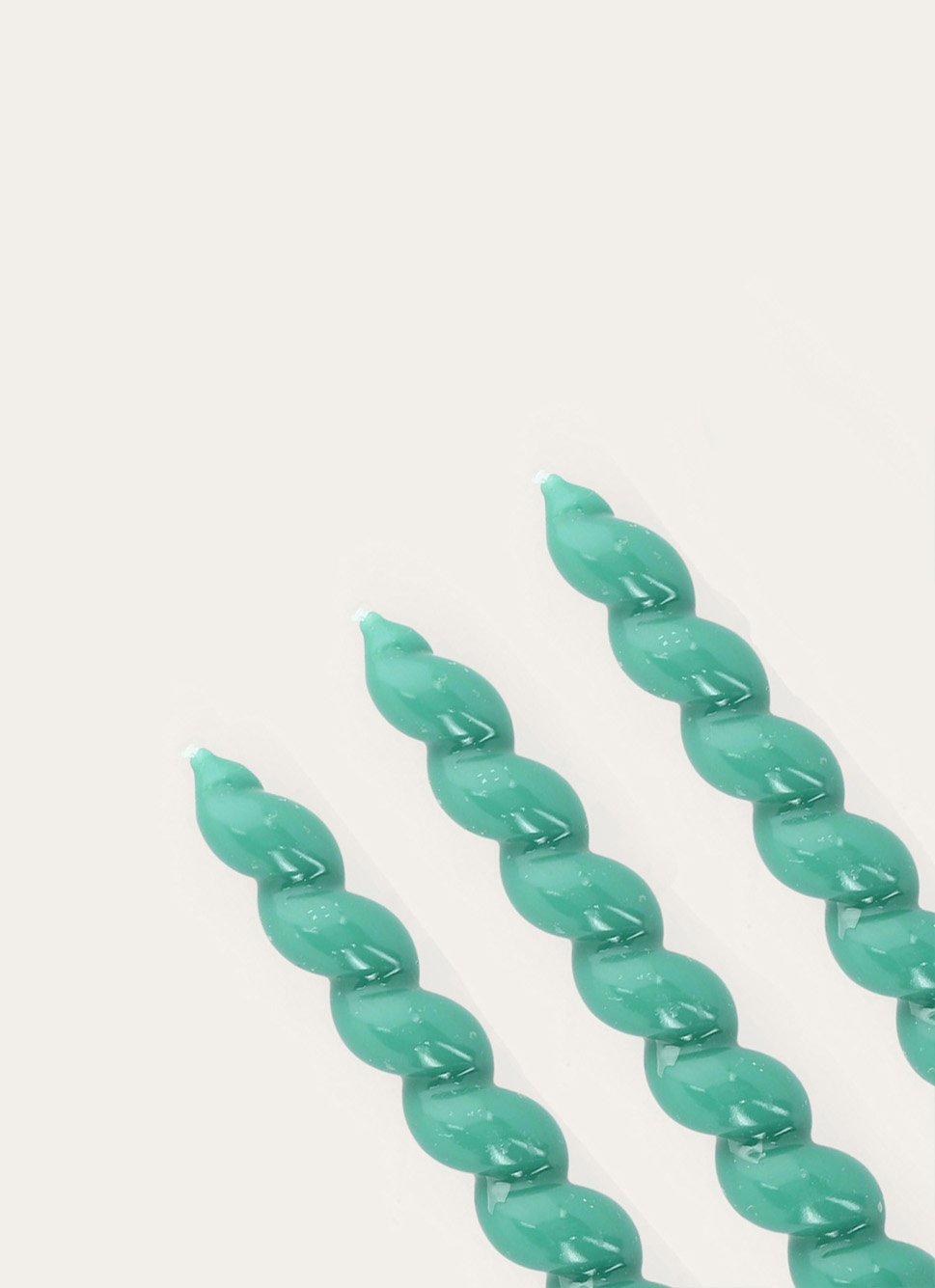 LOT DE 3 BOUGIES TORSADÉES TURQUOISE