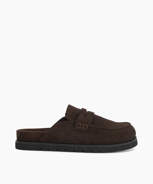 Goldens Brown - Suede Backless Mule Loafers