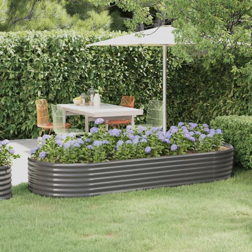 NNEVL Garden Planter Powder-coated Steel 249x100x36 cm Grey