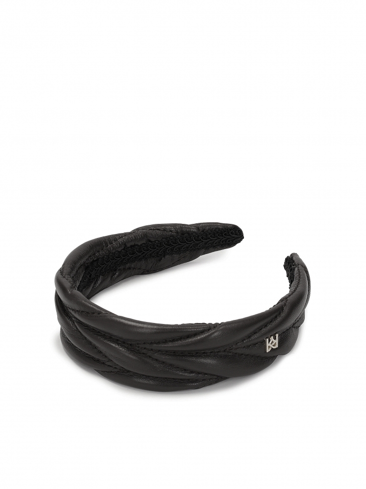 Black leather headband