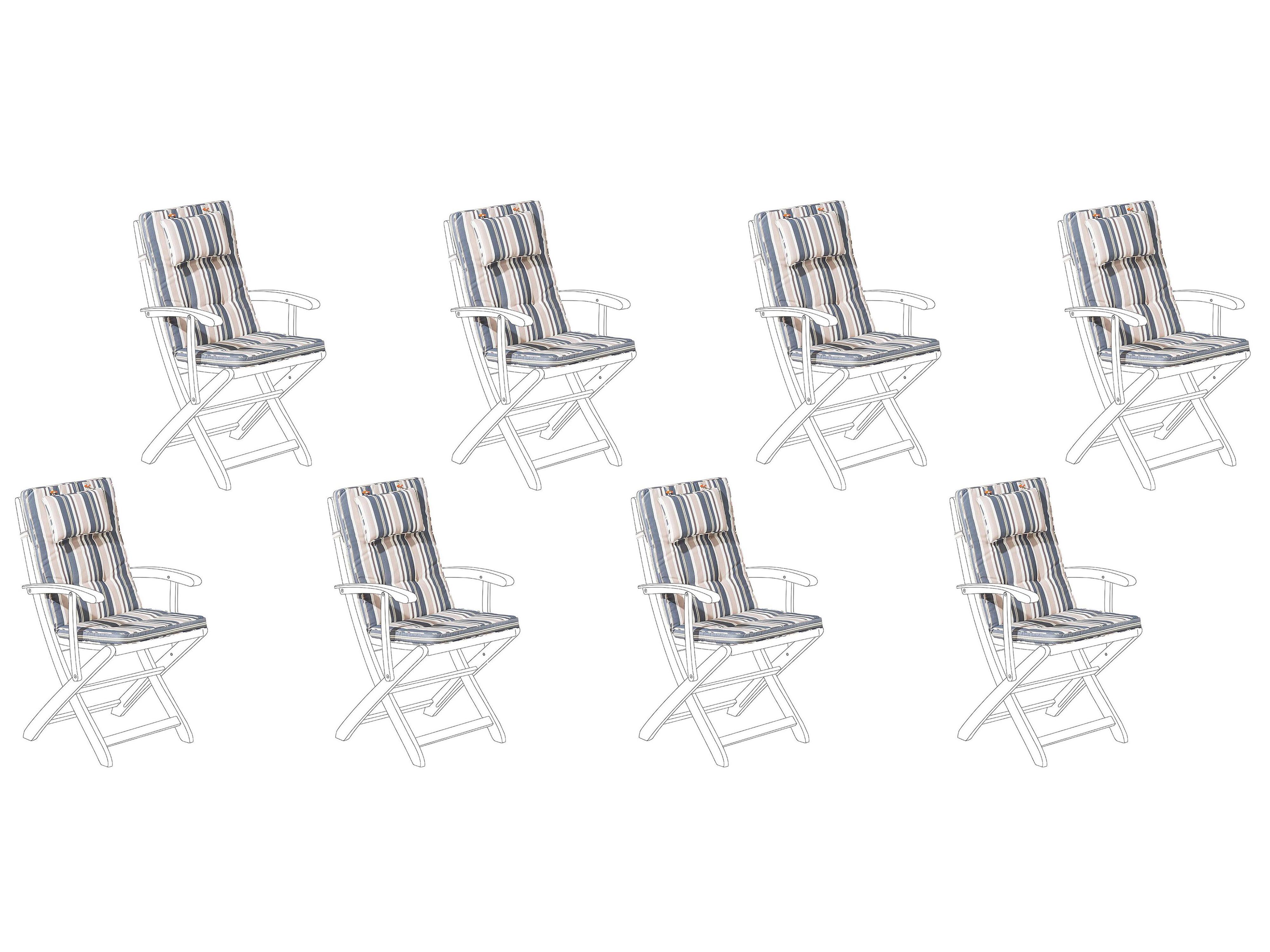 Set of 8 Back/Seat Cushions MAUI 40 x 54 cm Multicolour