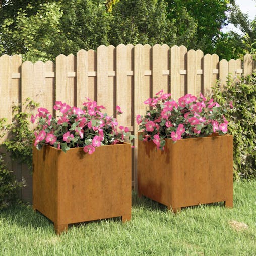 NNEVL Planters with Legs 2 pcs Rusty 32x30x33 cm Corten Steel