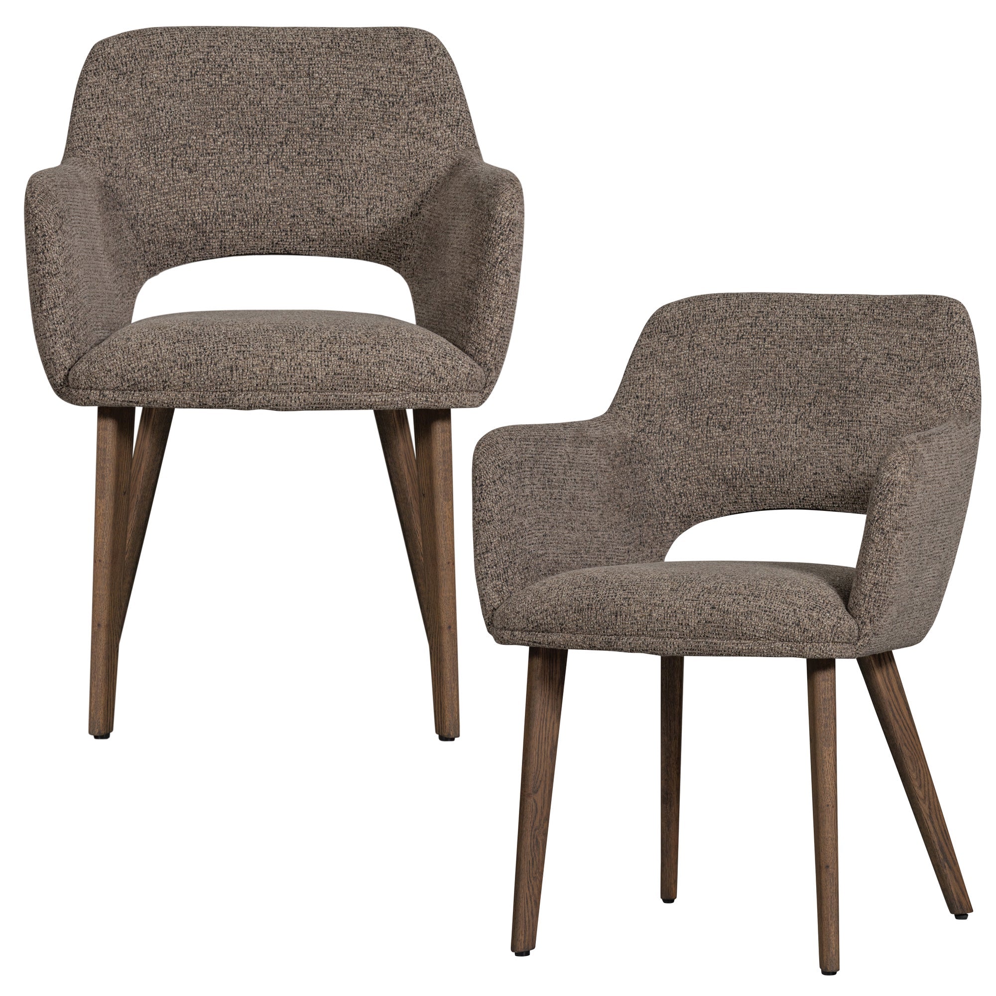 WOOOD eetkamerstoelen houten bruinen poot Murat - Taupe - Set van 2