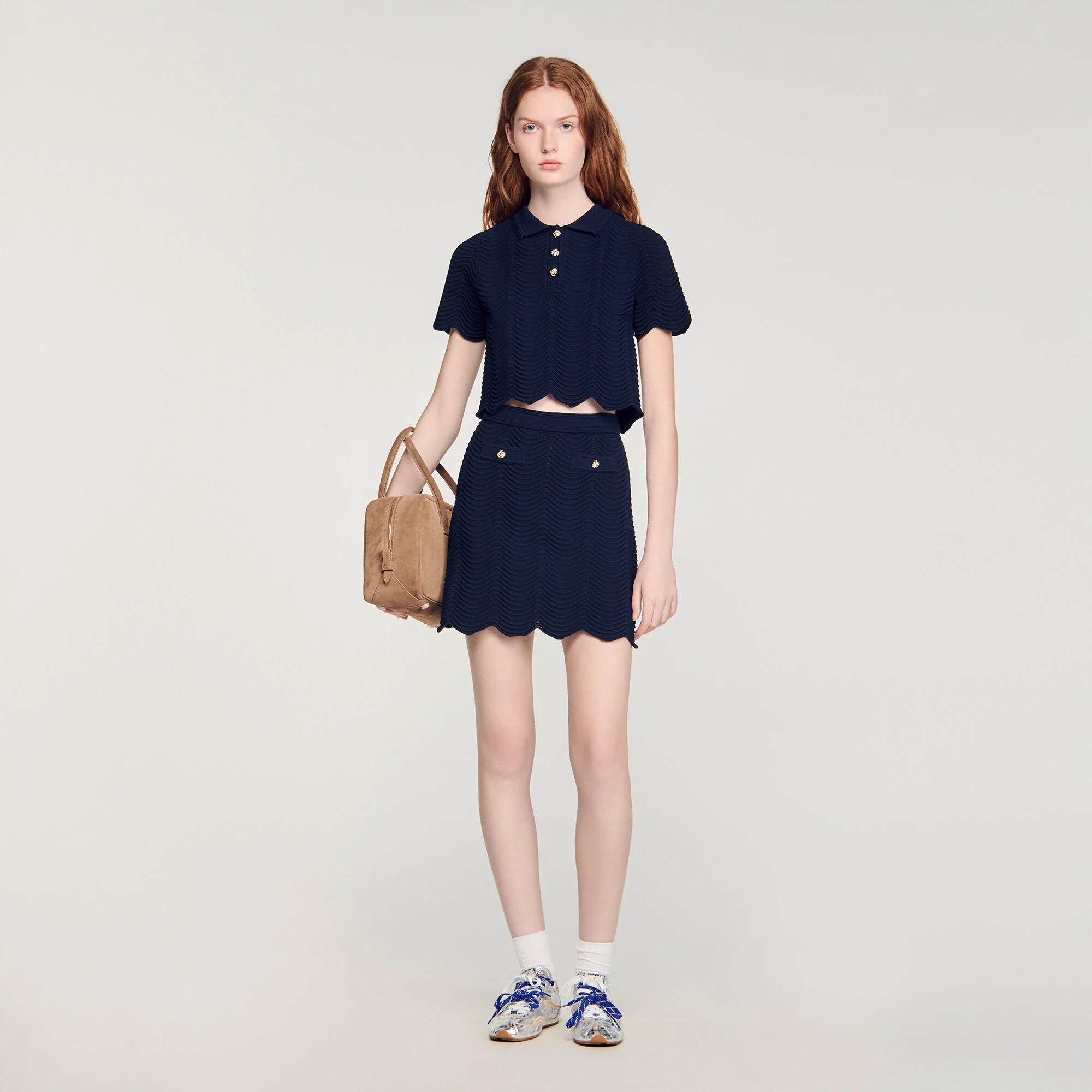 Pull en maille fantaisie à col polo