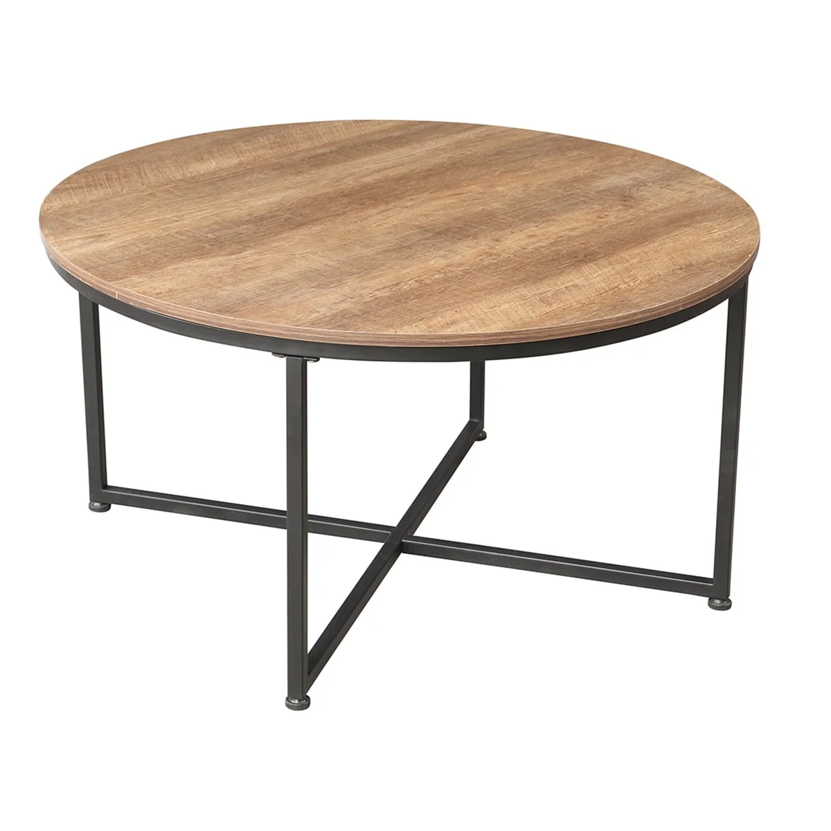 Merax Rustic Coffee Table with Metal Legs