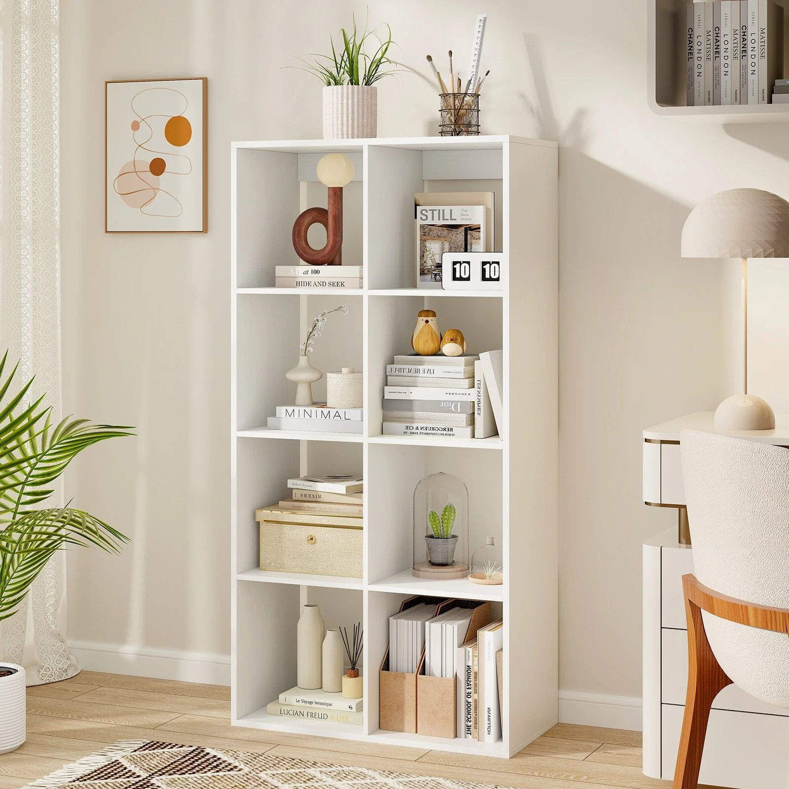 Gymax 2PCS 8-Cube Bookcase Freestanding Cube Storage Organizer w/