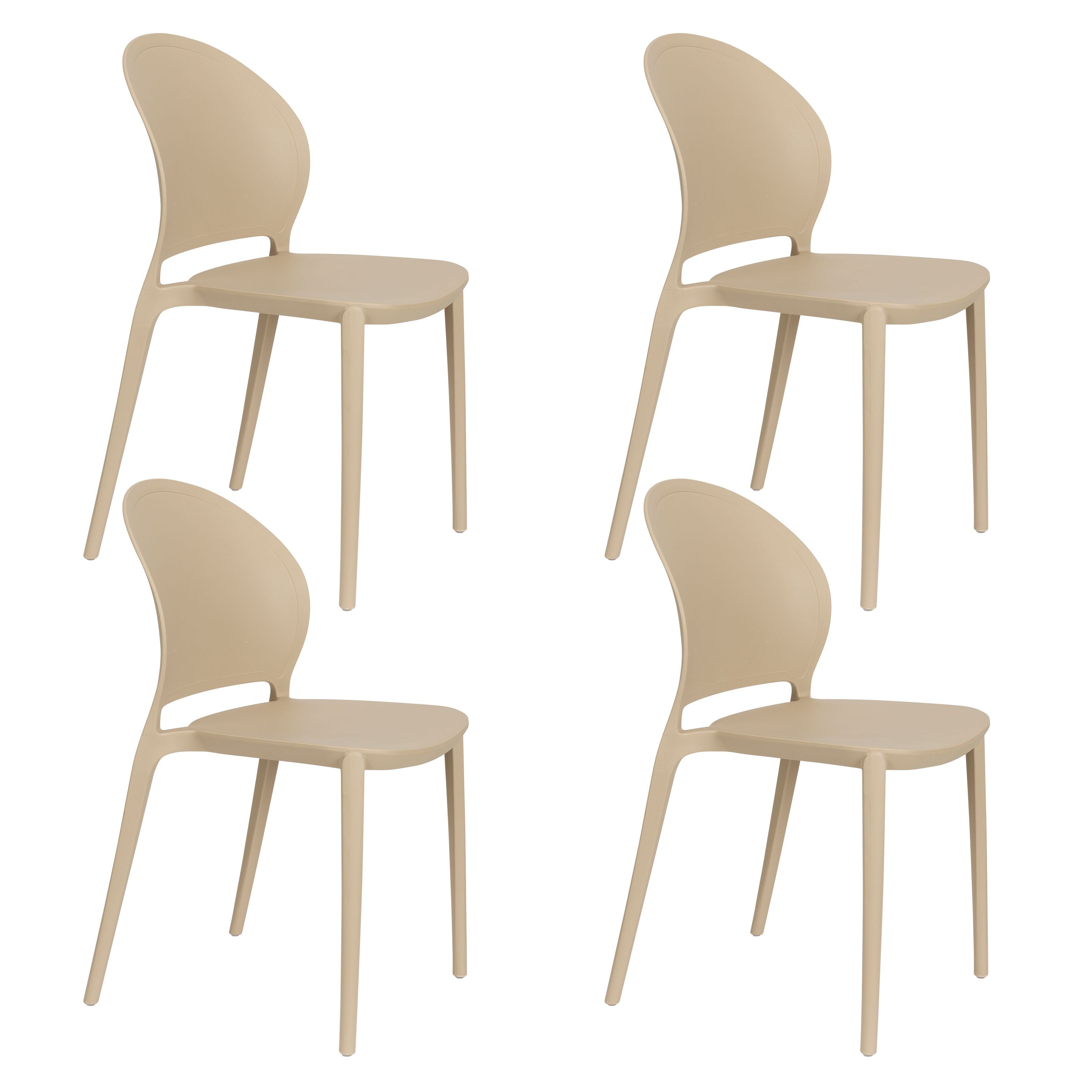 Housecraft Living Sjoerd Tuinstoelen/ Eetkamerstoel Kunststof Beige - Set van 4