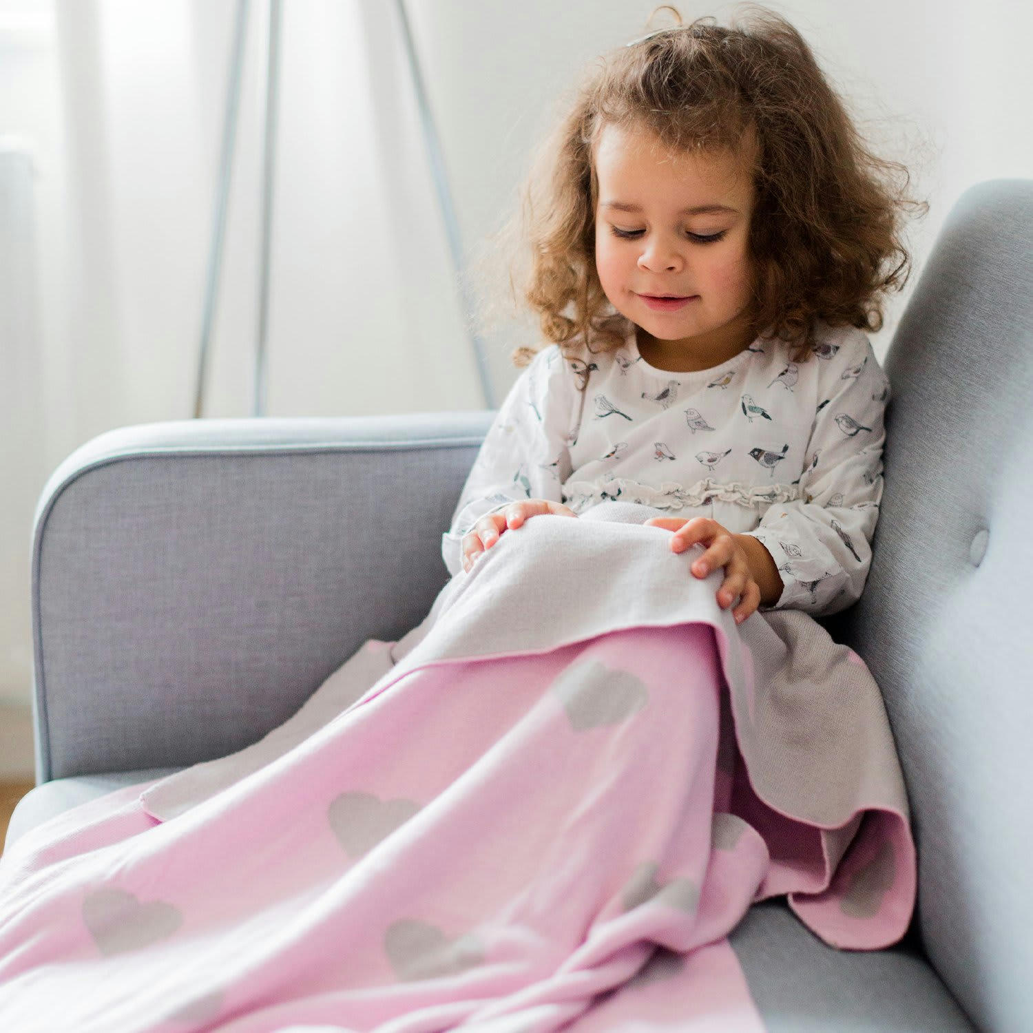 COEURS - Couverture bébé tricotée ultra-douce 100% coton