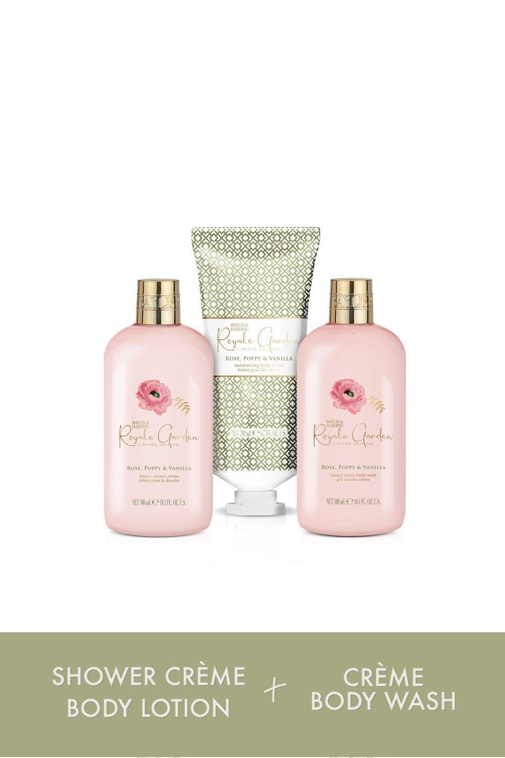 Baylis & Harding Royale Garden Rose, Poppy & Vanilla Luxury Trio Bathing Gift Set