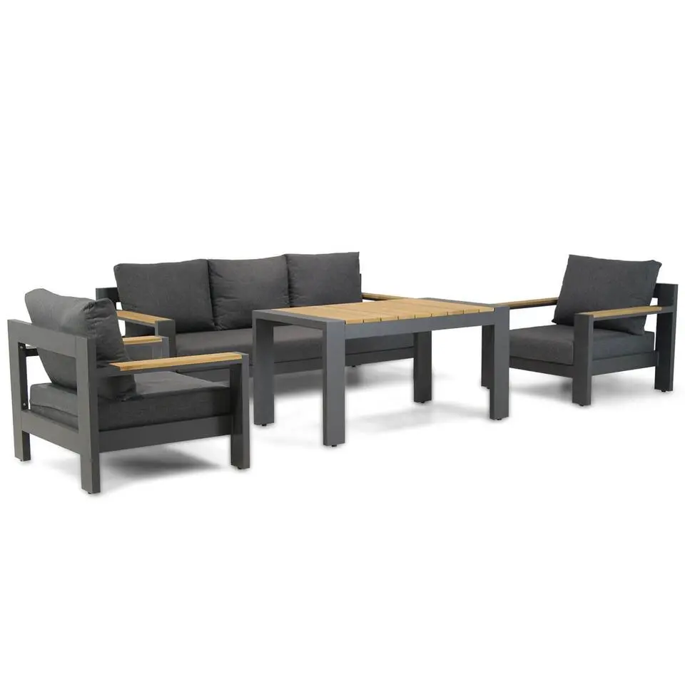 Stoel en Bank Loungeset 5 personen Aluminium/Aluminium/teak Grijs Lifestyle