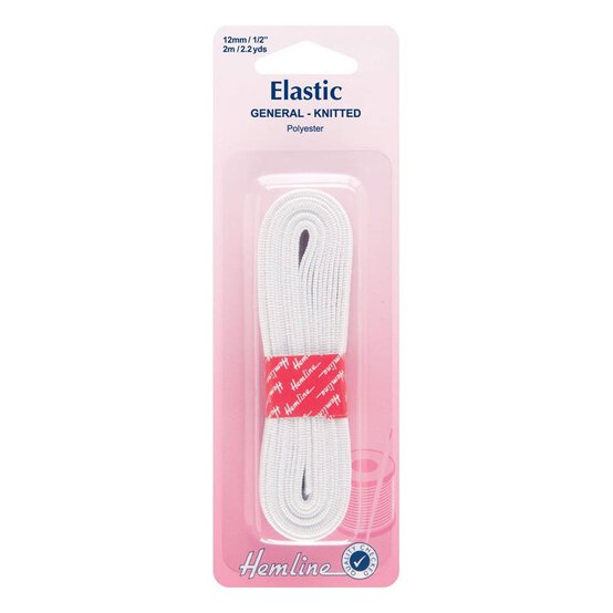 Hemline White Elastic 12mm x 2m
