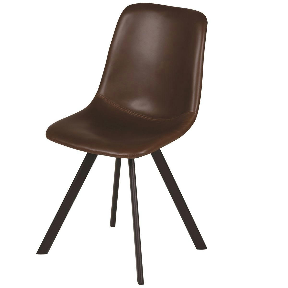 CARL - Chaise imitation cuir marron