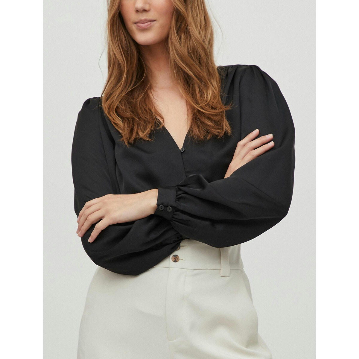 Blouse boutonnée, encolure V