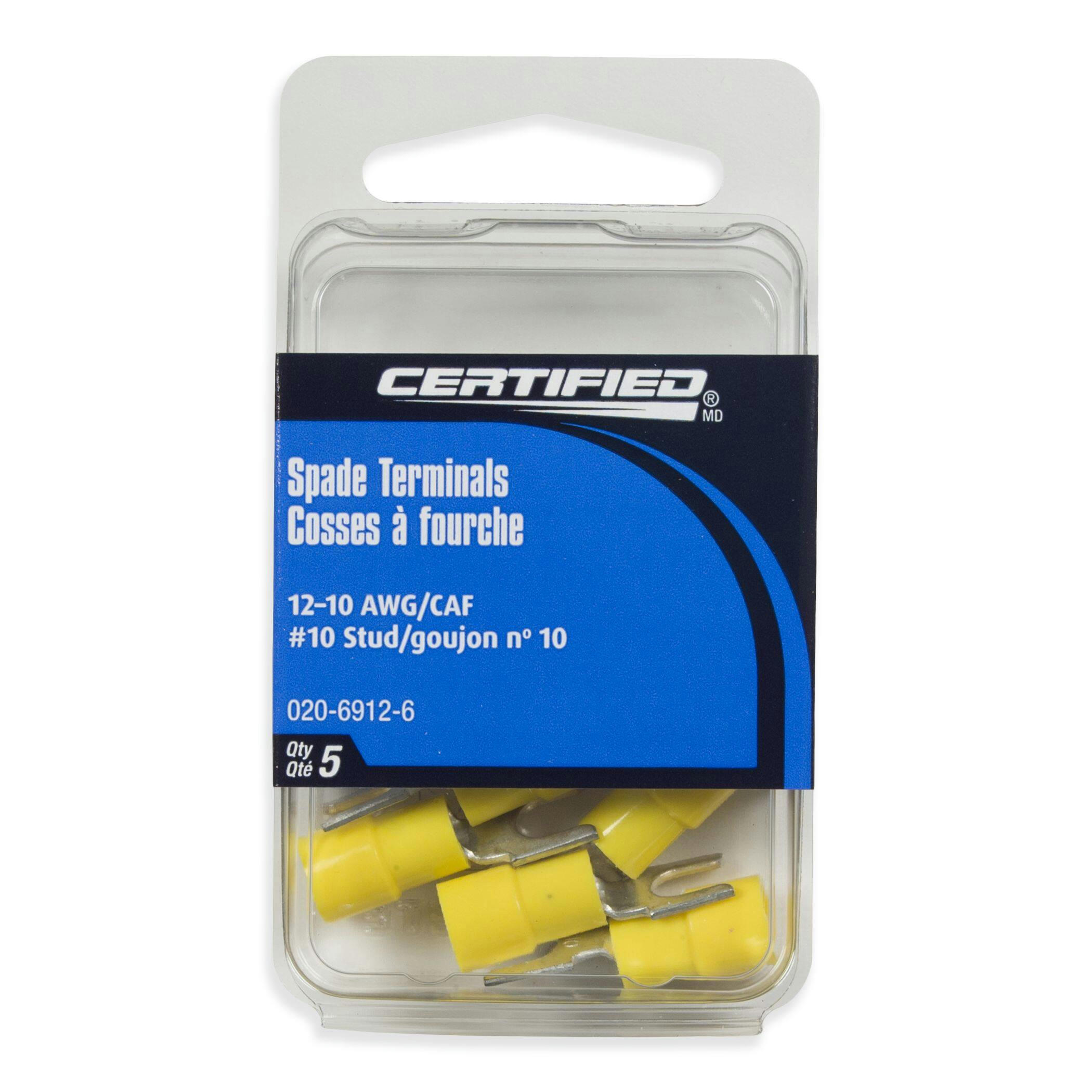 MotoMaster 12-10 AWG Automotive Spade Terminal, #10 Stud, 5-pk