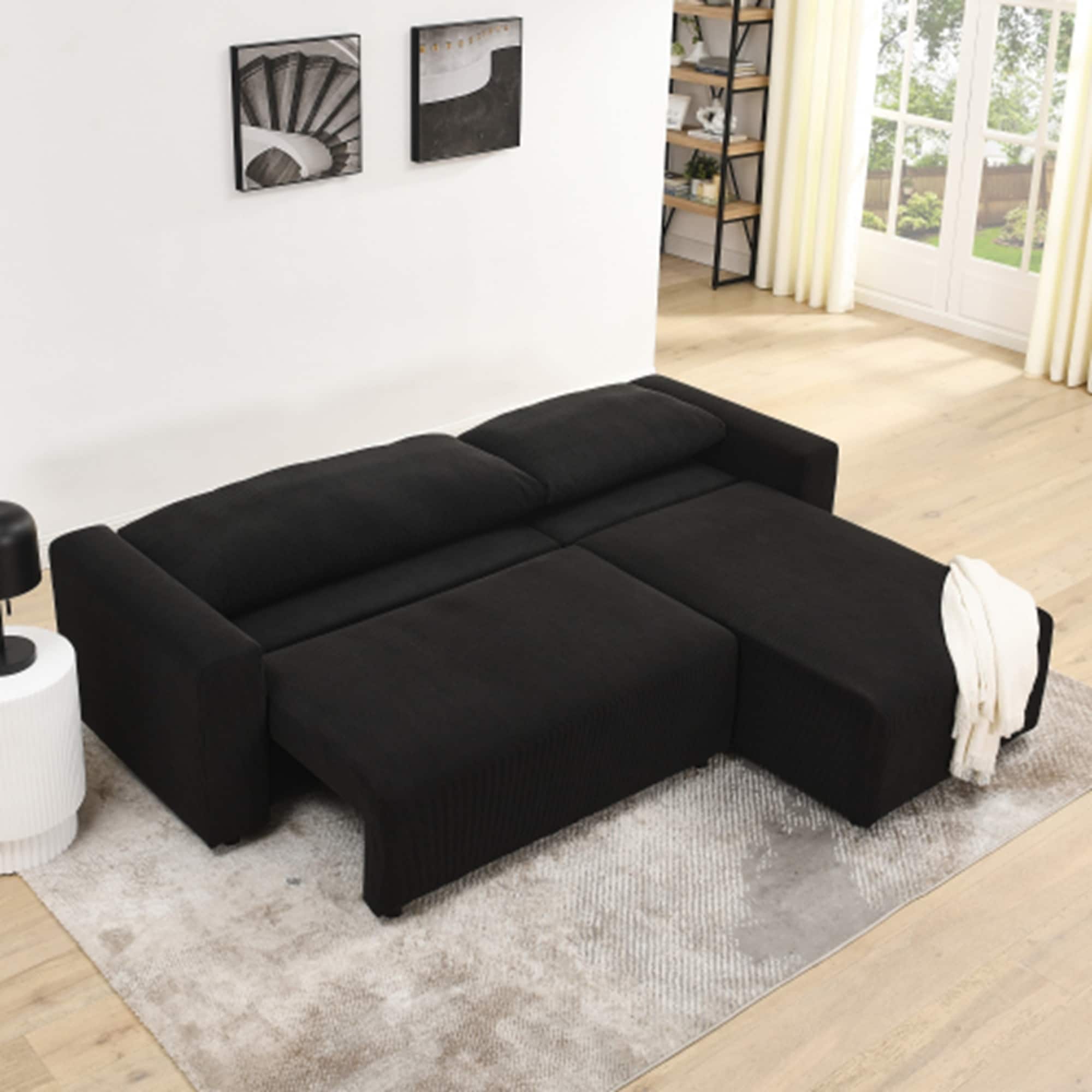 Corduroy Upholstered 3 Seater Sofa Bed