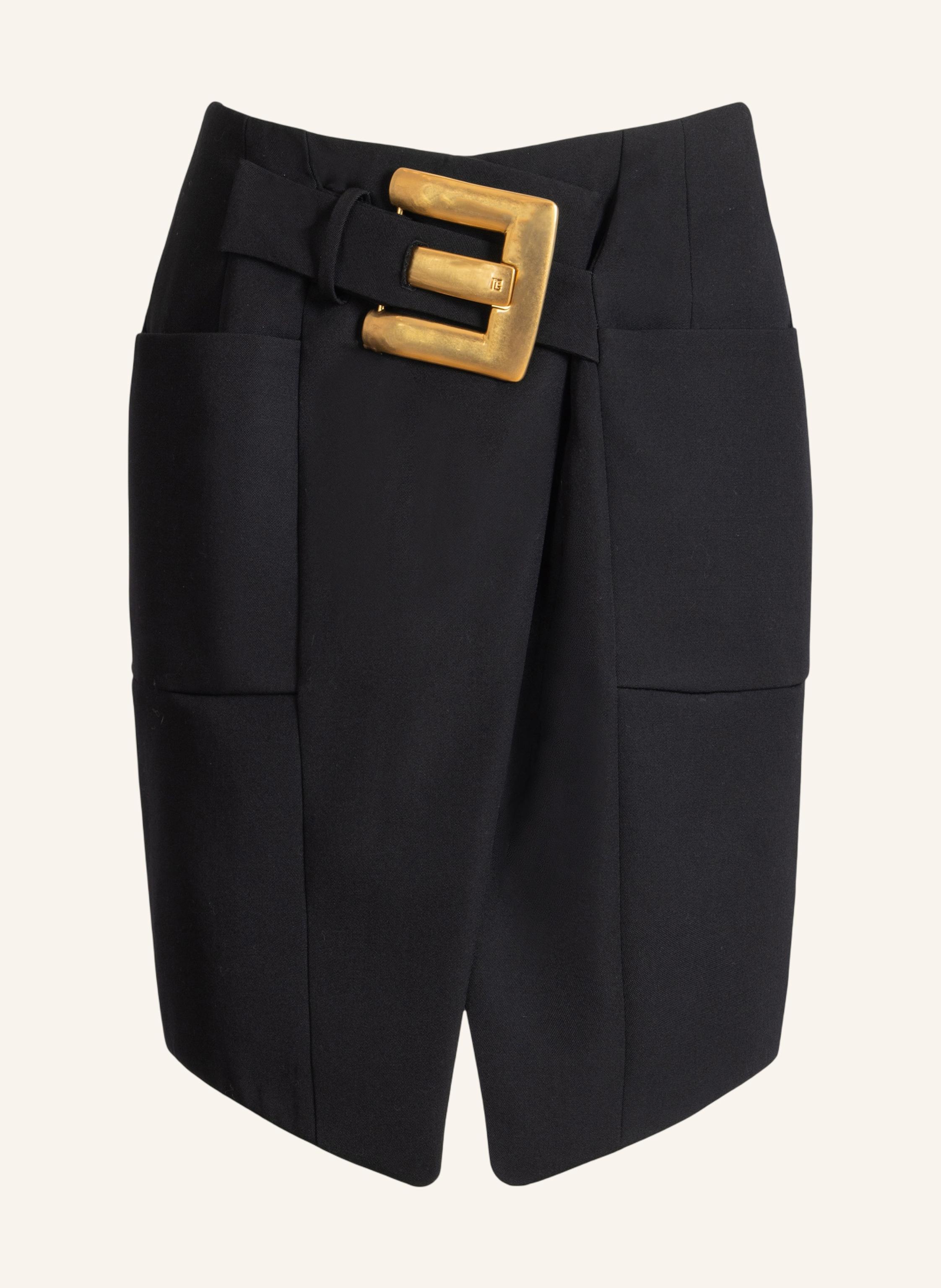 BALMAIN Rock mit Gürtel aus Grain-de-Poudre