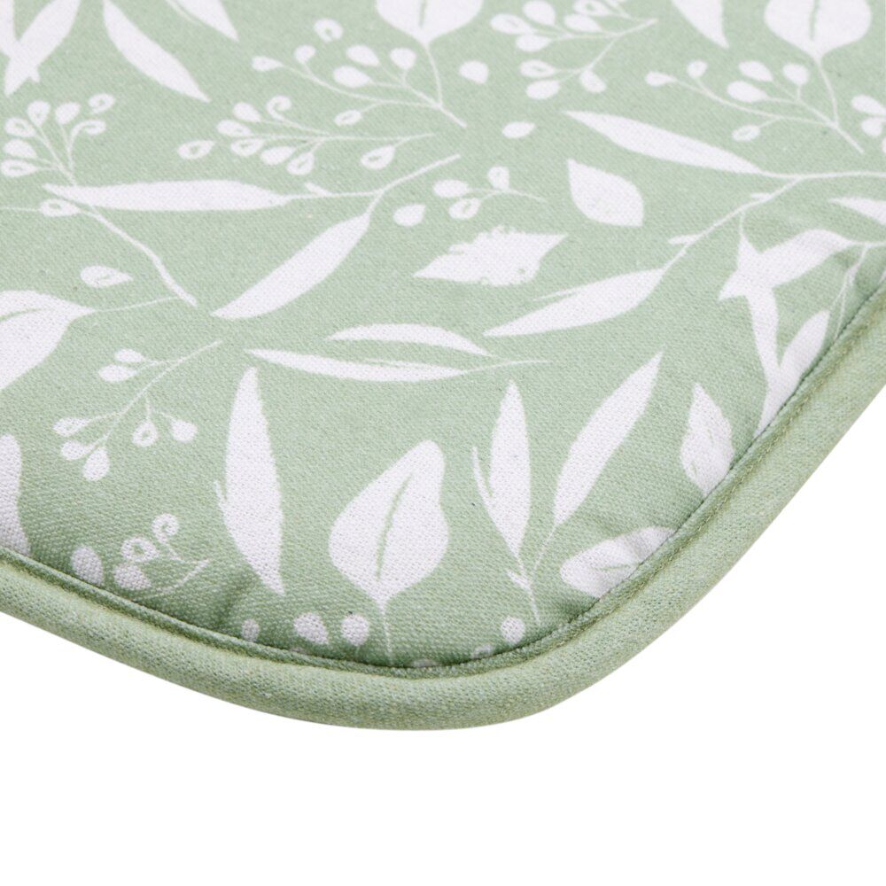 Galette de chaise carrée à nouettes motifs feuillage 36x38cm (2 modèles vert ou beige)