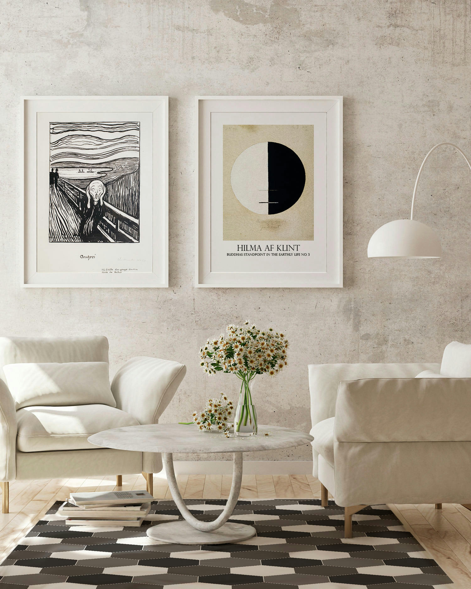 ALFOMBRAS MINIMALISTAS 2 - Tapis vinyle mosaïque hexagones de ton gris 160x230cm