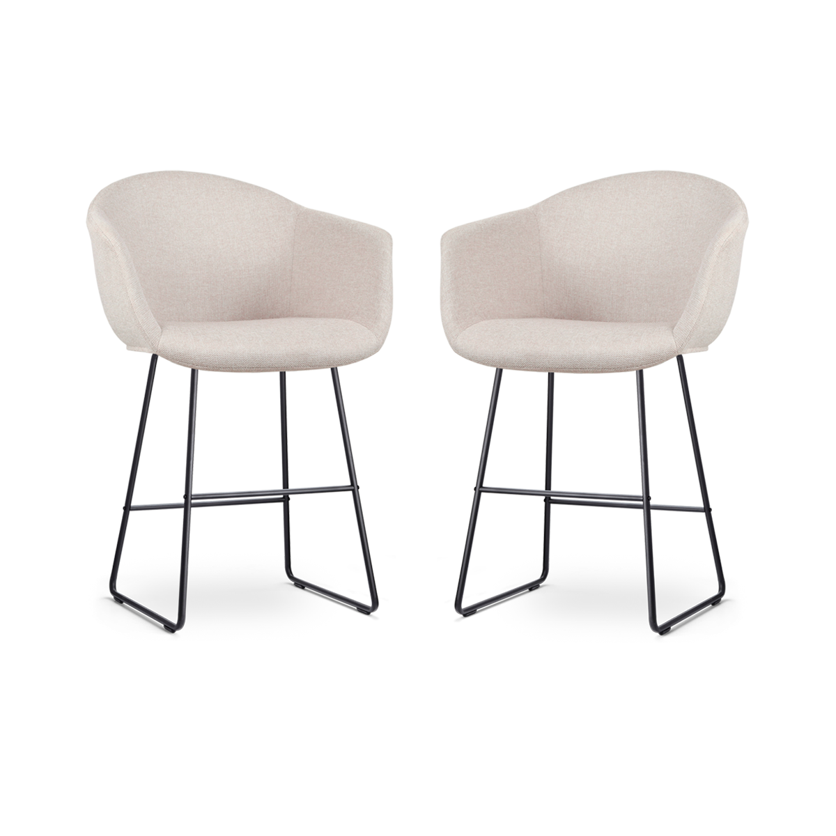 Nolon Nino-Otis Barkrukken Set van 2 - Beige - Zwart - 65 cm
