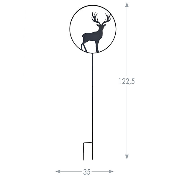 Louis Moulin Déco de jardin à piquer en forme de cerf - 35x122,5cm - anthracite