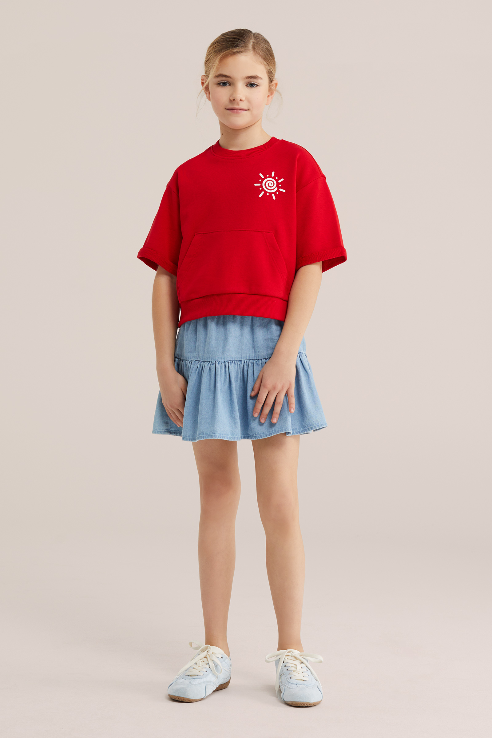 Meisjes oversized sweater met print