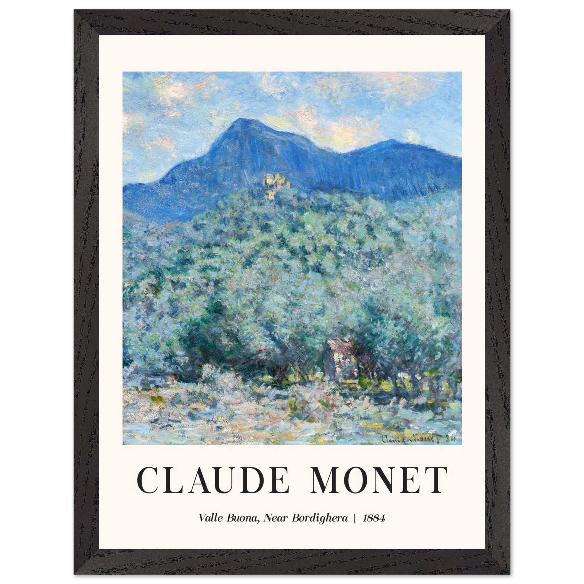 Artfulprints Poster met Lijst Claude Monet - Valle Buona, near Bordighera  - 30x40 cm - Blauw