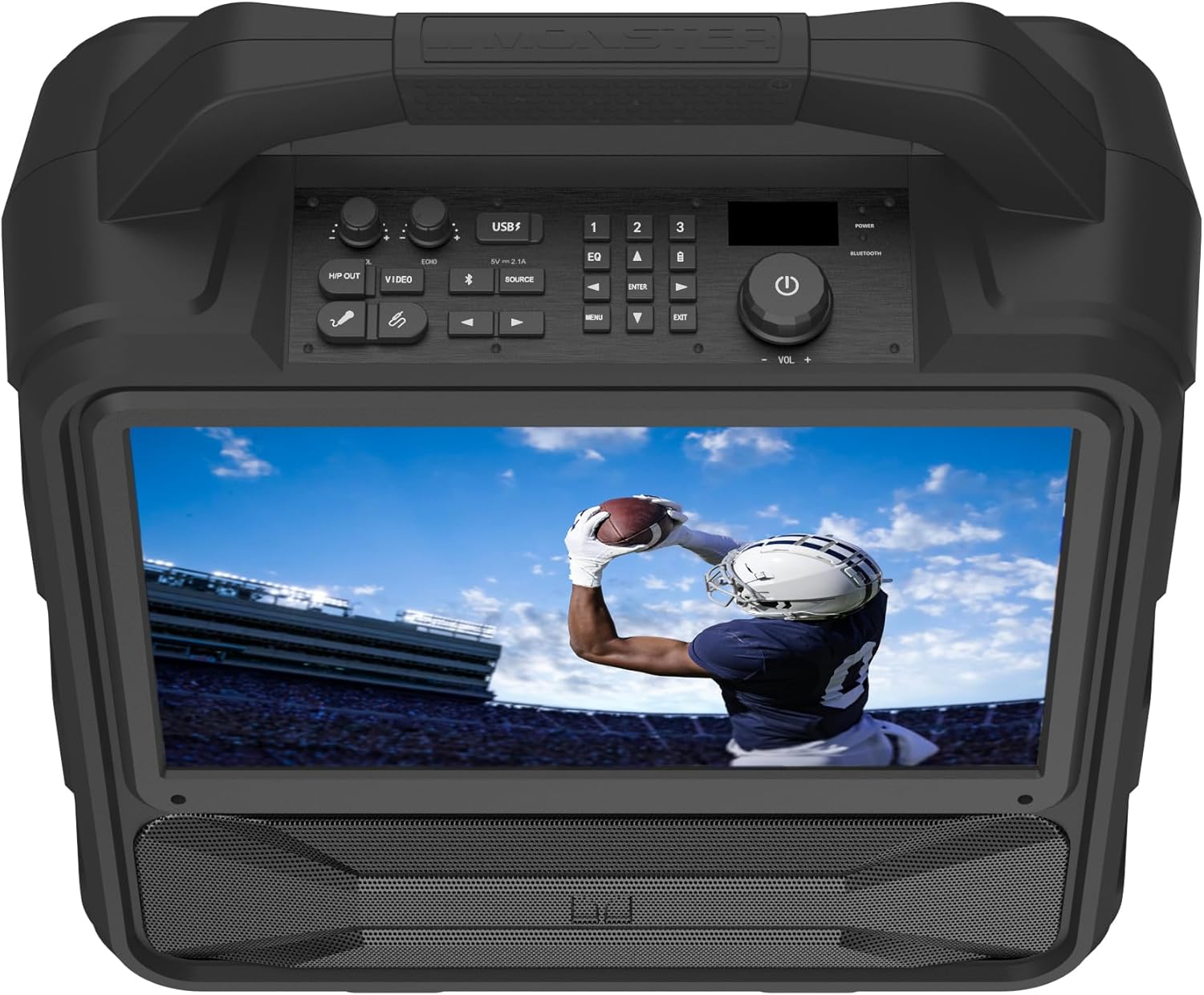 Monster Vision 2 | Portable Entertainment System with 15.6 1080p Display & 60W Speakers | up to 25 Hours of Playtime | Dual HDMI Ports | Includes 3ft USB-C to HDMI Cable | Portable TV