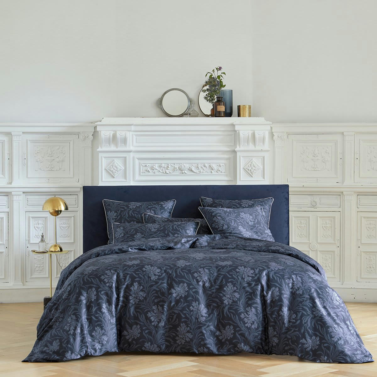 VICTORIA PARK - Housse de couette satin bleu foncé 260x240 cm