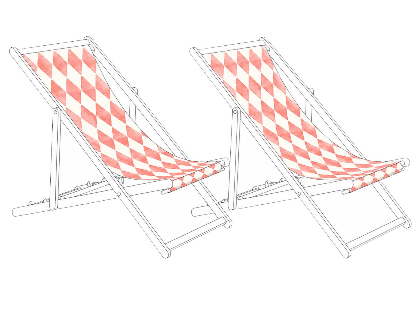 Set of 2 Sun Lounger Replacement Fabrics ANZIO/AVELLINO 113 x 44 cm Light Red