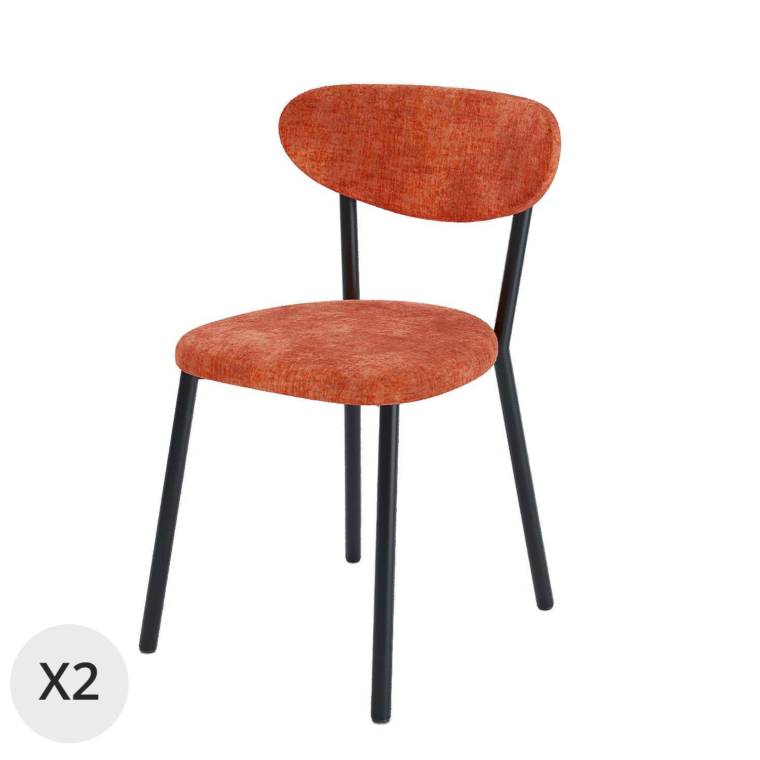 LOLA - Lot de 2 chaises velours ocre pied métal