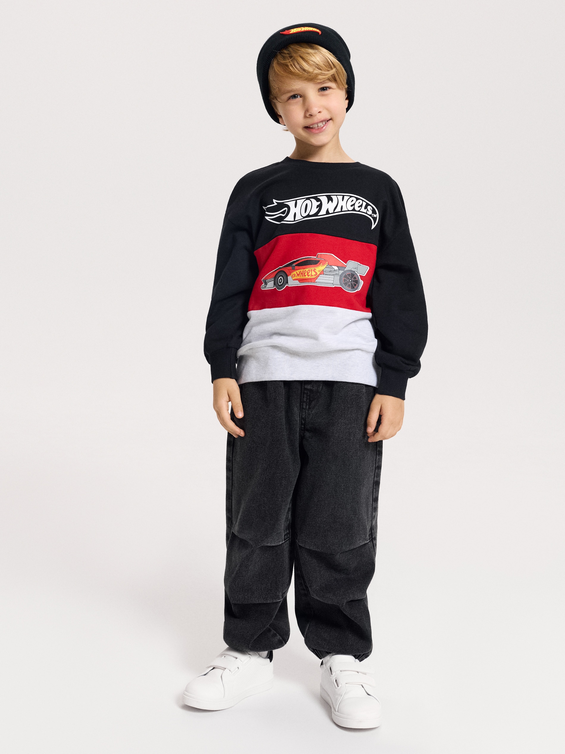 Bluza crewneck z nadrukiem Hot Wheels