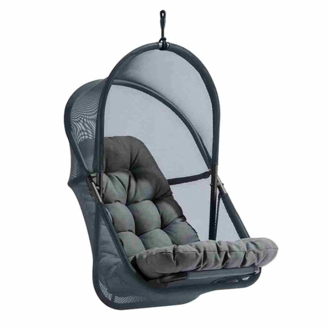 Swing Chair with Stand, Tufted Cushion, Breathable and UV-Resistant Mesh - N/A