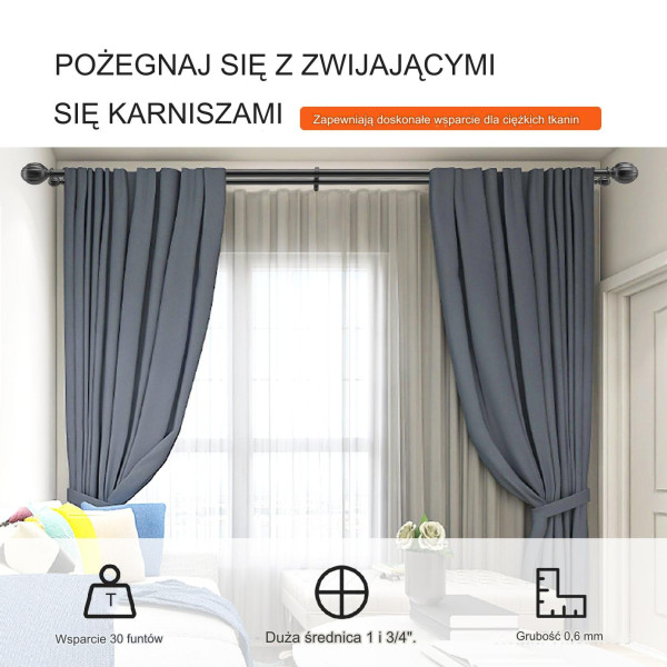 Karnisz Podwójny Metalowy Regulowany 92-183 Cm