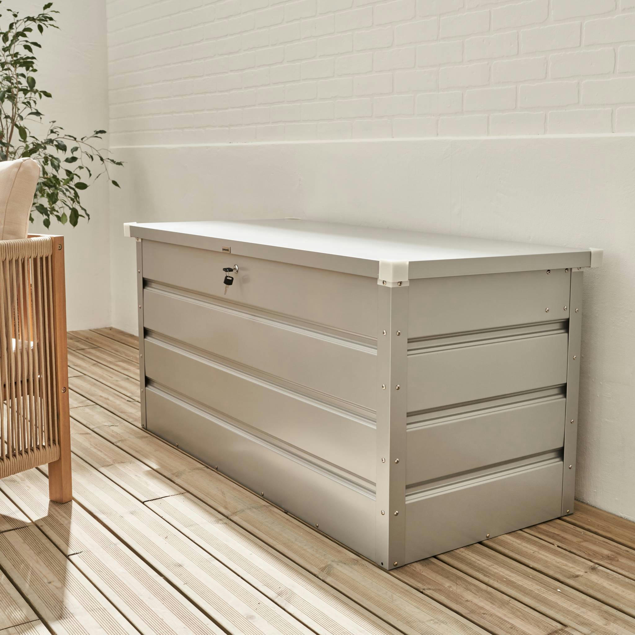 DETROIT - Coffre de jardin métal 385l gris aluminium