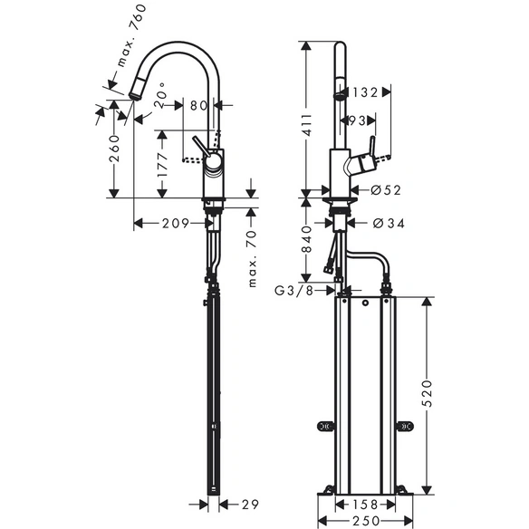Armatur, »Talis M52«, rund, Ausladung 209 mm, chromfarben