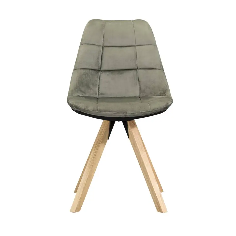 Eetkamerstoel Senja - geblokt groen - naturel hout