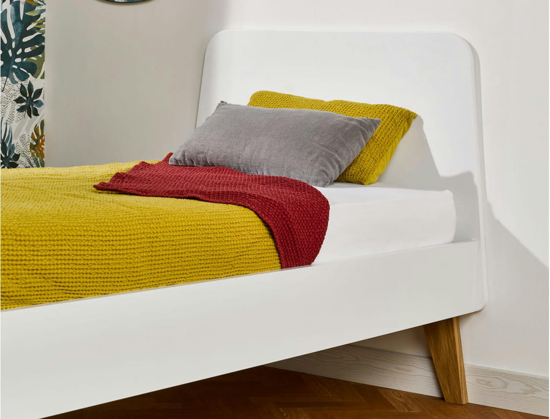 LOKI - Lit enfant 90x200 Blanc Et Chêne