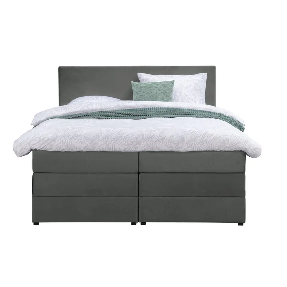 Boxspring met opbergruimte Liv egaal - grijs - 180x200 cm