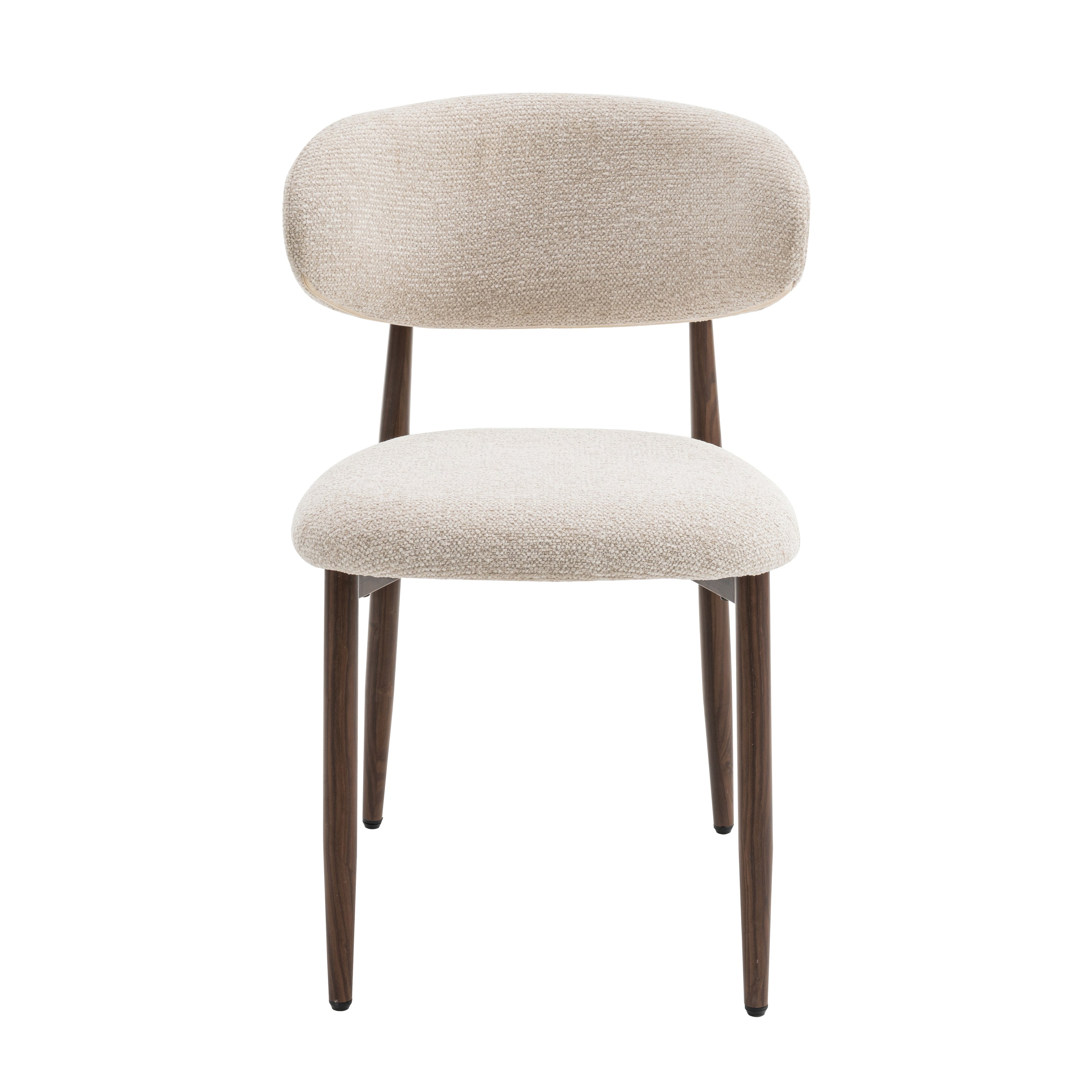 Celia - Eetkamerstoelen Beige Walnoot Set van 2
