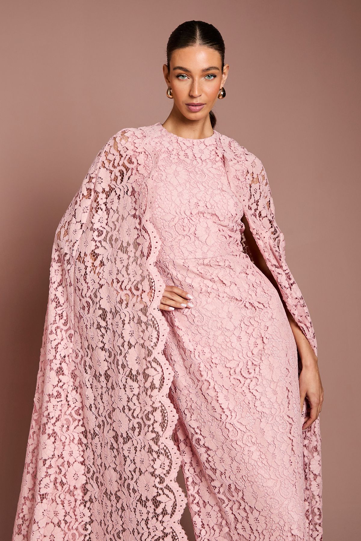Coast Lace Cape Gown