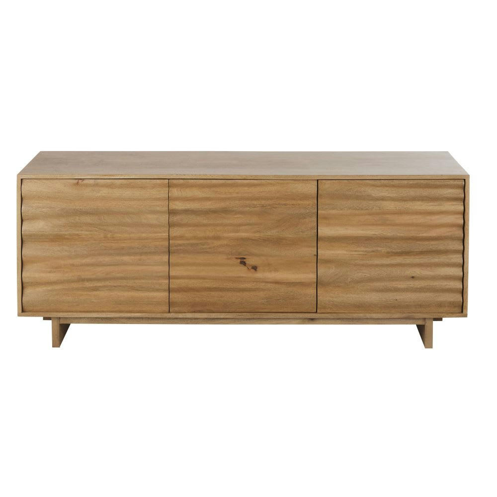 Aveiro - Buffet bas 3 portes en bois de manguier massif marron