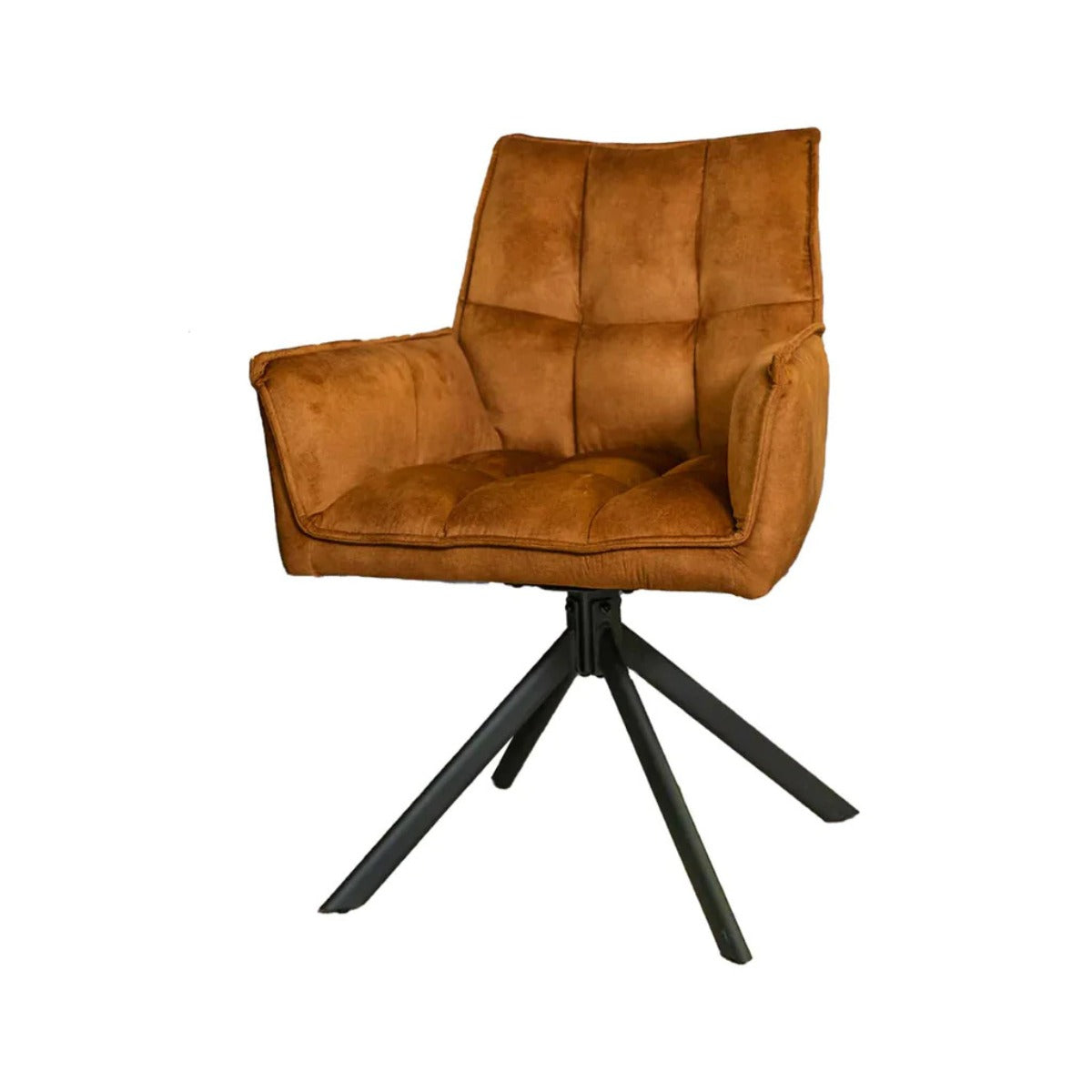 StarFurn Eetkamerstoel Dani - Oranje Velvet - Draaibaar - Set van 2