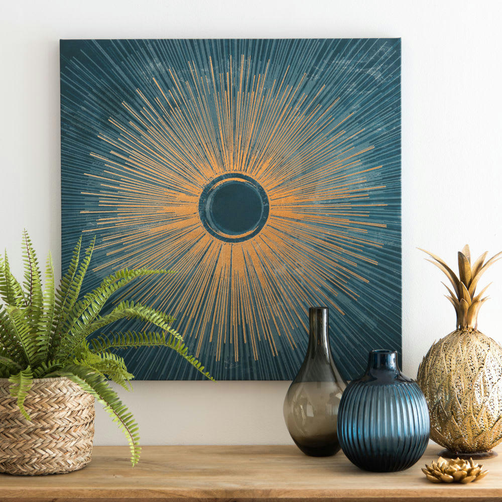 ELYPSE - Toile imprimé doré et vert 70x70