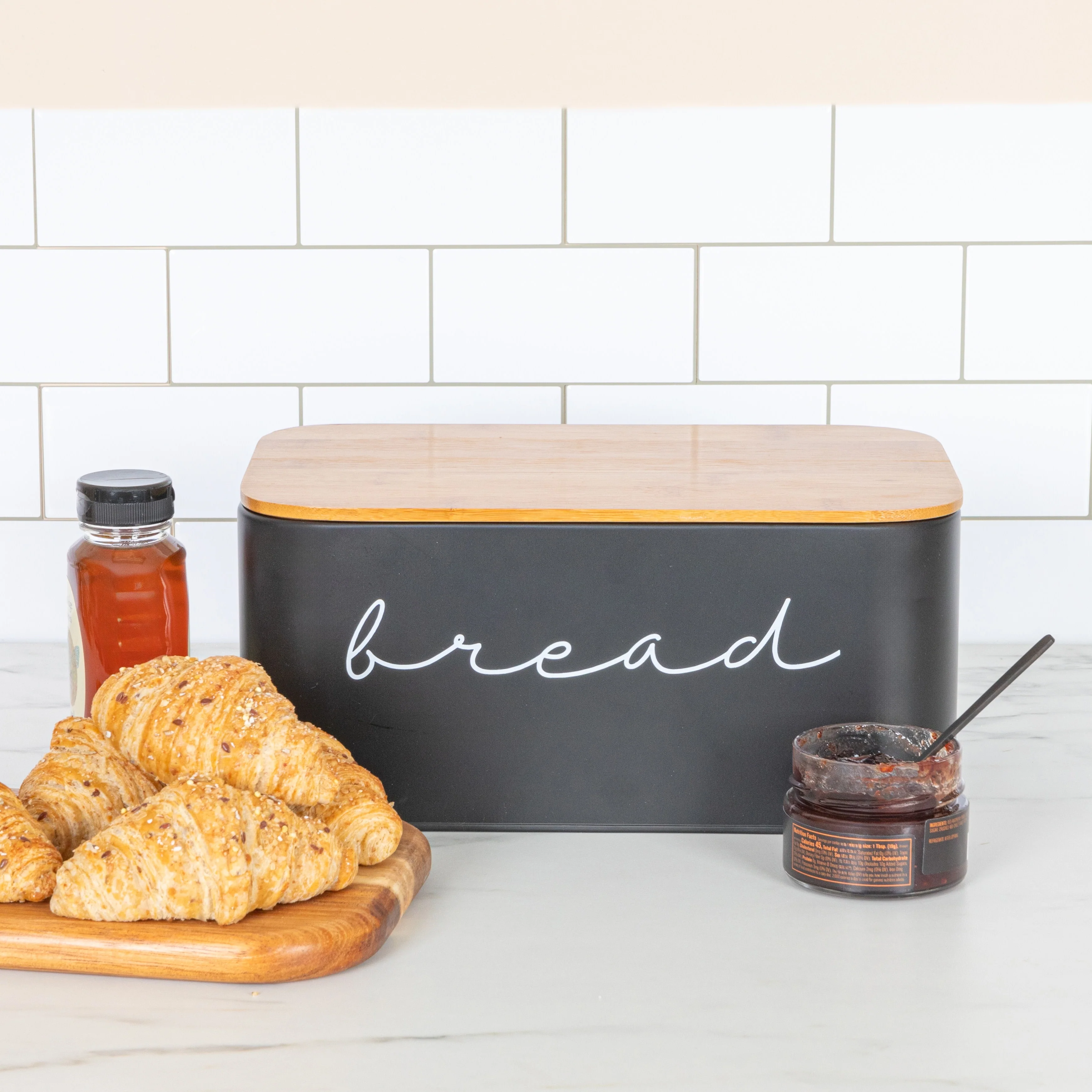 Metal Bread Bin with Bamboo Lid