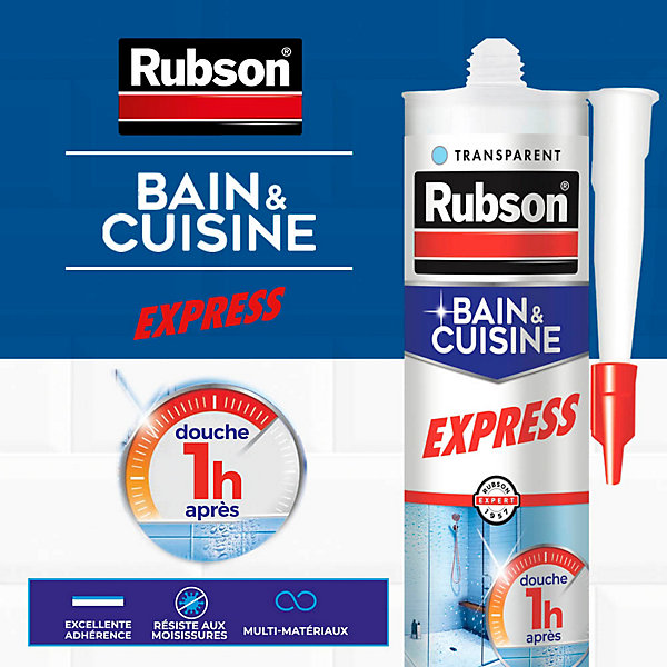 Mastic Rubson Bain&Cuisine Séchage Rapide transparent cartouche 280ml