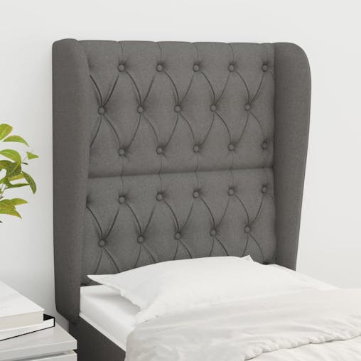 NNEVL Headboard with Ears Dark Grey 83x23x118/128 cm Fabric